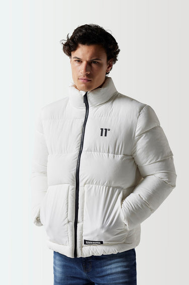 Panel Puffer Jacket - White