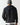 Black overhead hybrid jacket back view with hood, quilted yoke, full front zipper