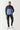 Color-block hooded pullover jacket, navy upper and light blue front panel