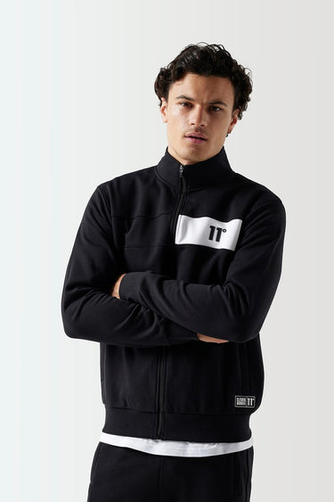 Colour Block Full Zip Sweat Top - Black / White
