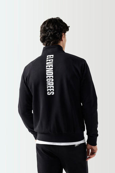Colour Block Full Zip Sweat Top - Black / White