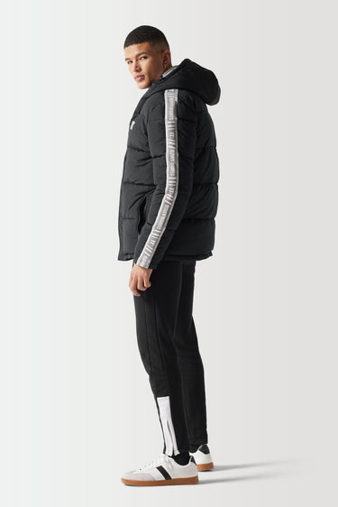 Retro Taped Puffer Jacket - Black