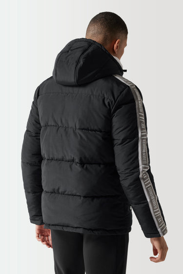 Retro Taped Puffer Jacket - Black