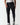 Black track pants close-up, elastic hems and tapered straight legs
