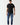 Black crew-neck T-shirt with small chest crest logo