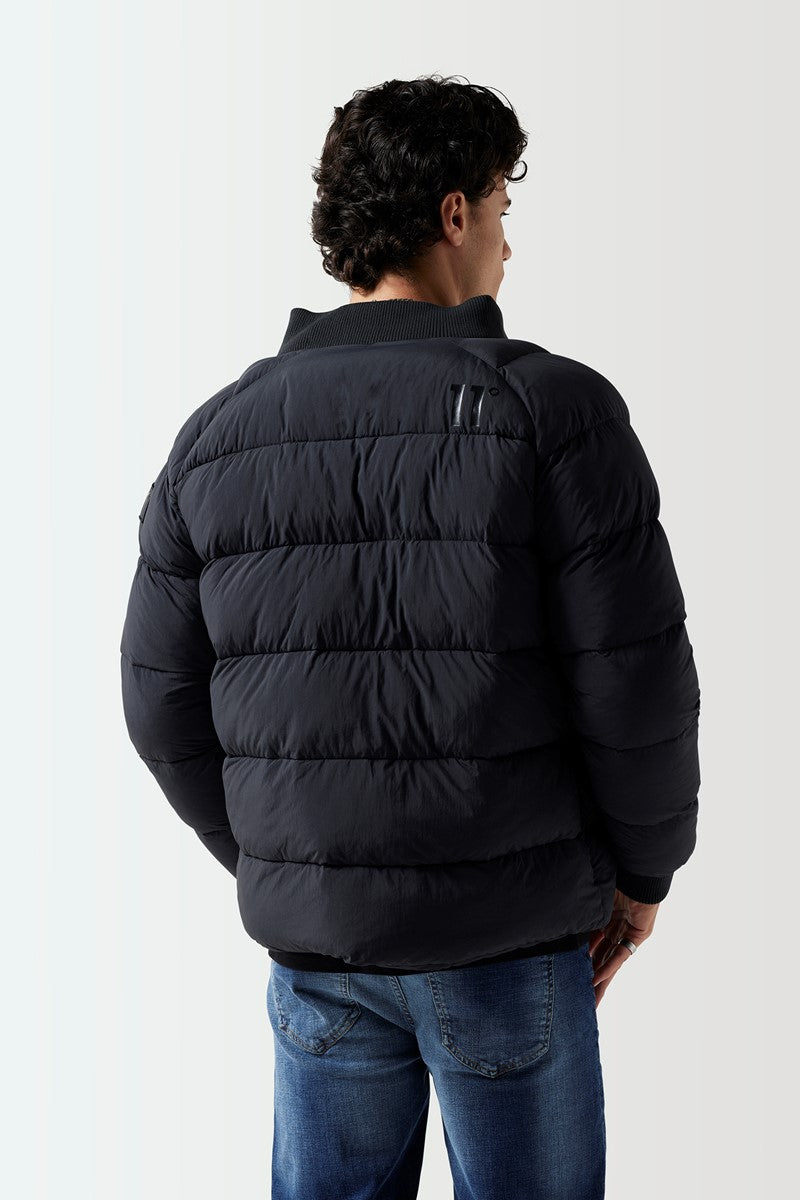 Puffer Bomber Jacket - Black