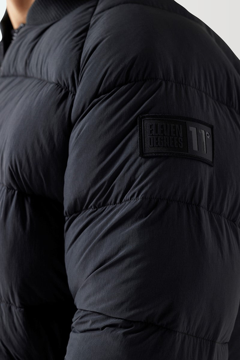 Puffer Bomber Jacket - Black