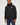 Men's black puffer jacket with hood, full-zip front, and logo on chest