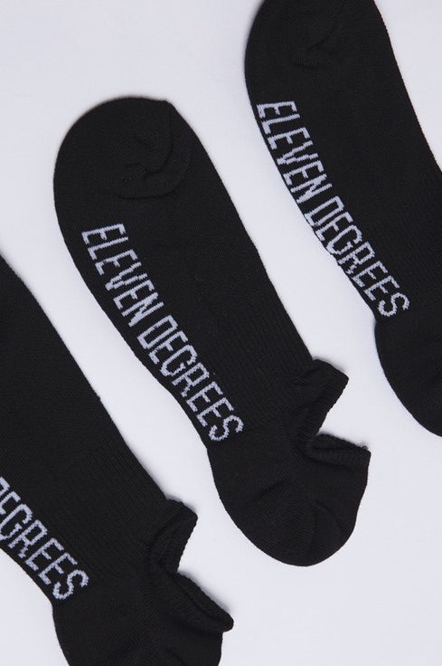 3 Pack Text Graphic Trainer Liner Socks - Black / Black / Black