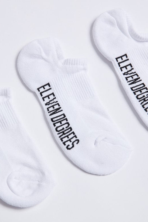 3 Pack Text Graphic Trainer Liner Socks - White / White / White