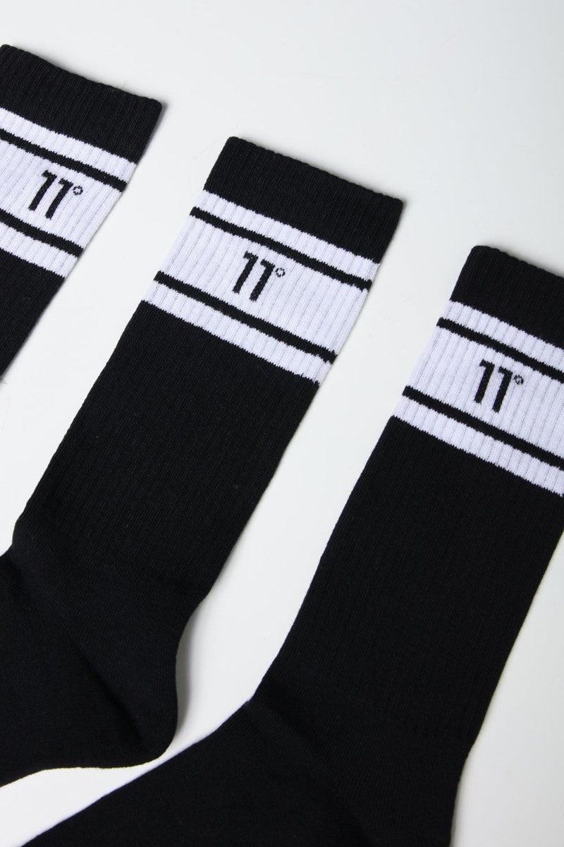 Core Stripe Socks 3 Pack - Black