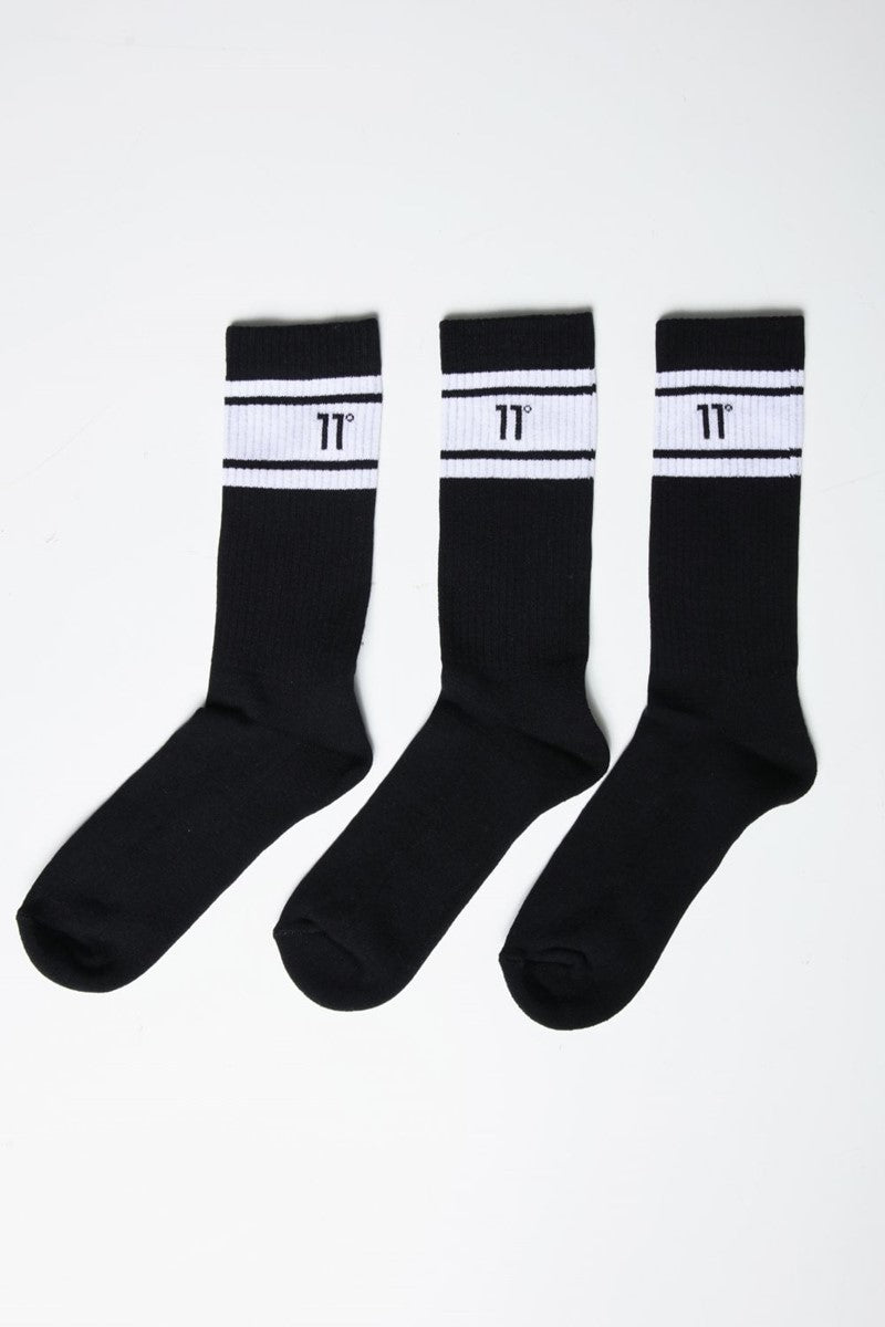 Core Stripe Socks 3 Pack - Black