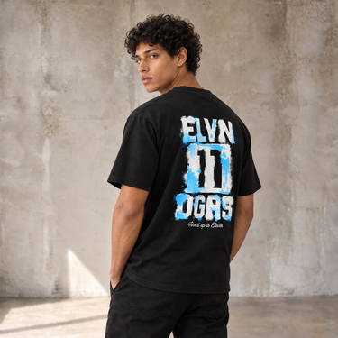 Chester Splatter Back Print T-Shirt - Black / Lagoon Blue