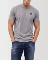 Frost grey crew-neck muscle-fit T-shirt, short sleeves, front 11° logo
