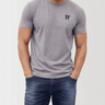 Frost grey crew-neck muscle-fit T-shirt, short sleeves, front 11° logo
