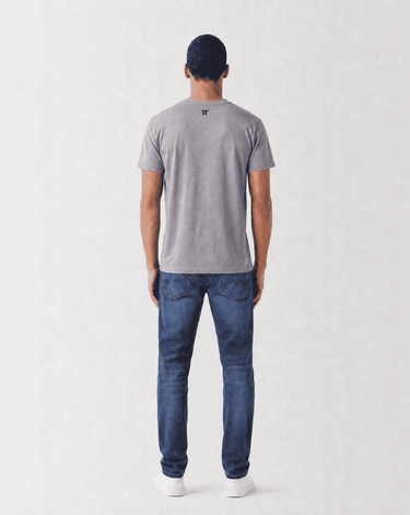 Frost grey crew-neck muscle-fit T-shirt with back 11° logo, short sleeves