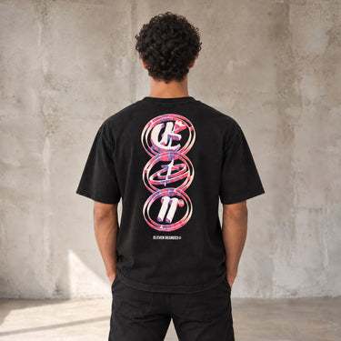Relaxed Fit Ring Back Print T-Shirt - Black