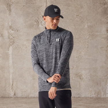 Space Dye Long Sleeve Quarter Zip - Black