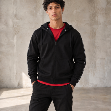 Microtape Full Zip Hoodie - Black