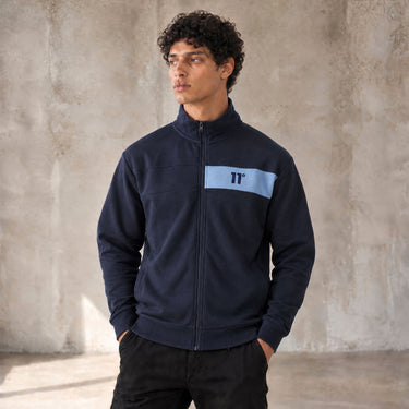 Colour Block Full Zip Sweat Top - Navy / Elemental Blue
