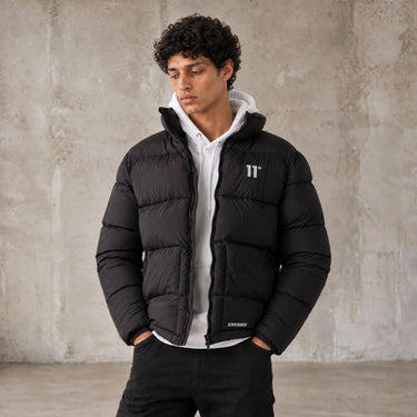 Panel Puffer Jacket - Black