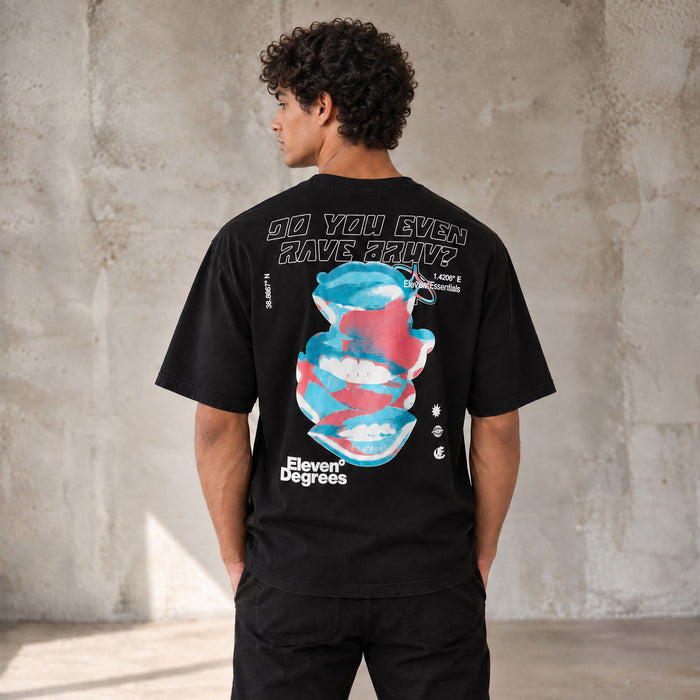Relaxed Fit Lips Graphic T-Shirt - Black