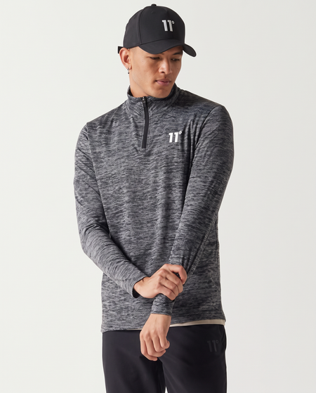 Space Dye Long Sleeve Quarter Zip - Black