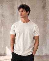 Men's core muscle fit T-shirt in light beige, crew neck, small chest logo