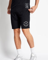 Black mesh shorts with small front logo label and 'Eleven Degrees' text