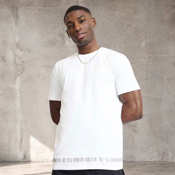 3D Embroidery Hem T-Shirt - White